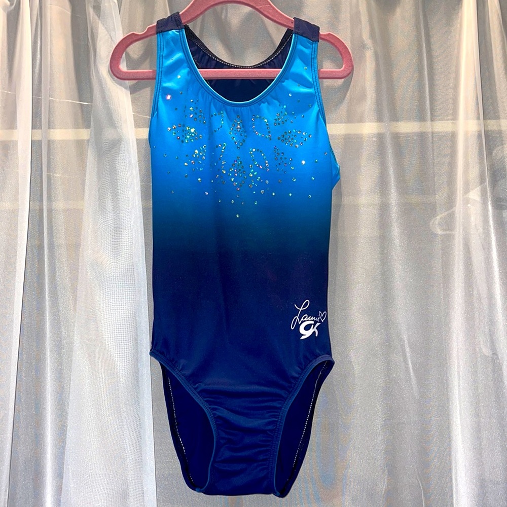 Laurie Hernandez Gymnastics Leotard GK Blue Ombre Sequin Racerback Childs Large
